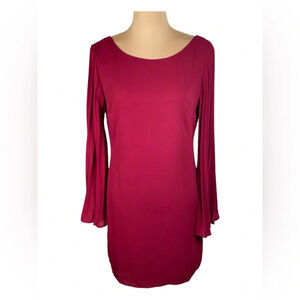 🎁 GIANNI‎ BINI ~ Red Bishop-Sleeve Sheath Dress Small